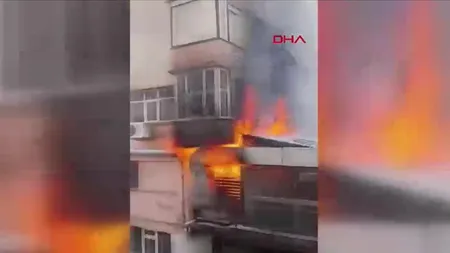 Mecidiyeköy'de yürekleri ağza getiren yangın! Binanın giriş katındaki kafe alev alev yandı. Zaman zaman patlama sesleri geliyo
