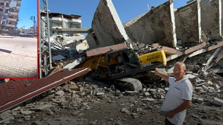 Hatay'da bir kontrollü yıkım faciası daha! 7 katlı bina iş makinesinin üzerine devrildi