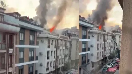 4 katlı binada korku dolu anlar! Alev alev yandı