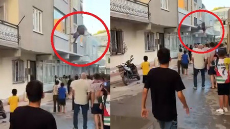 Önce çocuğunu attı, sonra kendisi atladı