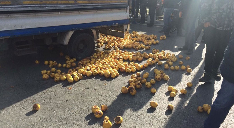 Seyyar satıcıdan İBB önünde ayva protestosu