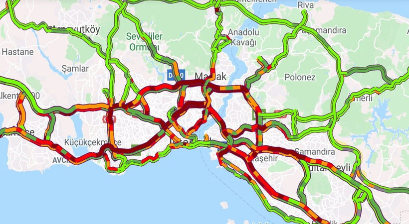 İstanbul'da trafik yoğunluğu yüzde 80'i aştı