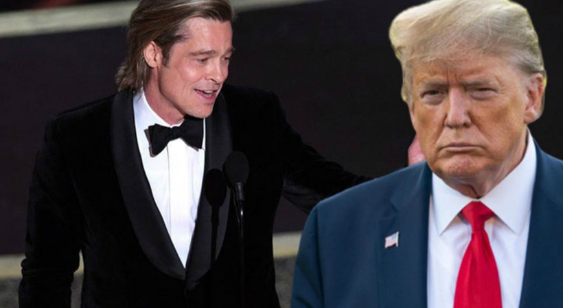 Oscar töreninde Brad Pitt'den Trump'a gönderme