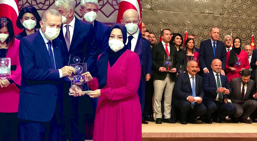 Hilal Kaplan 'Yılın Kitabı' ödülünü kazandı, ödülü Erdoğan verdi