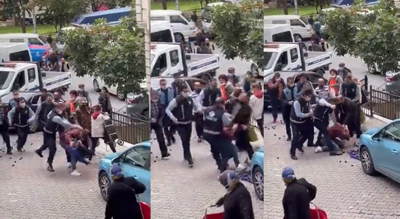 İstanbul'da zabıtadan seyyar satıcıya sokak ortasında tekme tokat saldırı