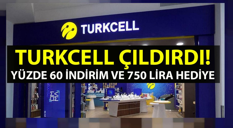 Turkcell'den büyük indirim: Yüzde 60. Turkcell müşterisi olsun ya da olmasın bütün herkese yüzde 60 indirim ve 500 liralık alışveriş sonrası 750 liralık hediye çeki