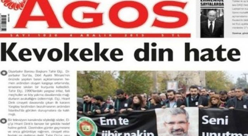 Agos ‘Bir güvercini daha vurdular’ manşetiyle çıktı