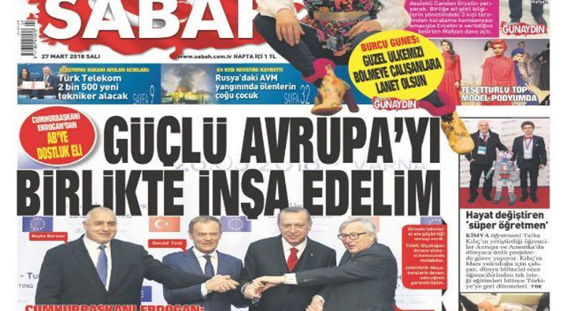 'Hürriyet yazarı gözüyle Sabah’ın dünkü manşeti'