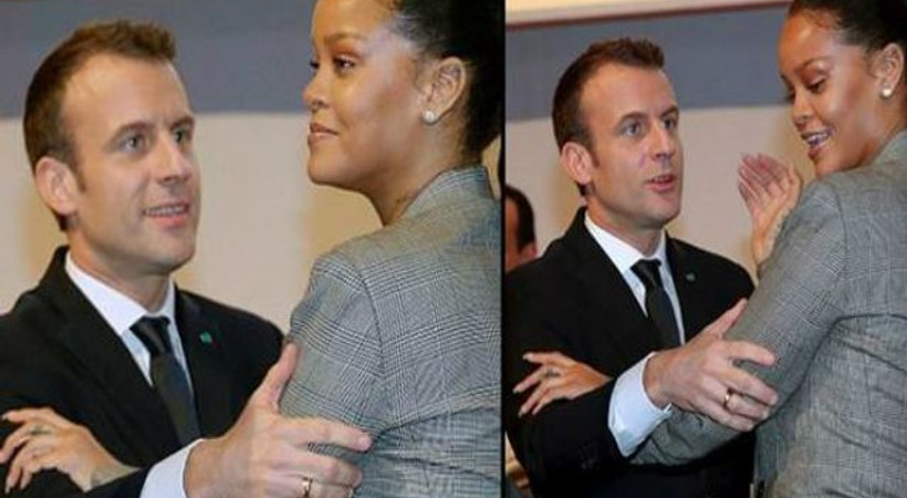 Fransa Cumhurbaşkanı Macron ve Rihanna samimiyeti