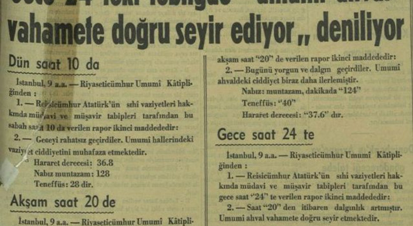 Atatürk’ün vefat haberi 81 yıl önce böyle verildi