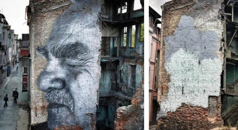 Dünyaca ünlü sanatçı JR’ın Balat’taki eseri griye boyandı