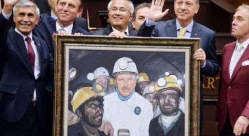 Erdoğan'a 'madenci' tablosu hediye edildi!
