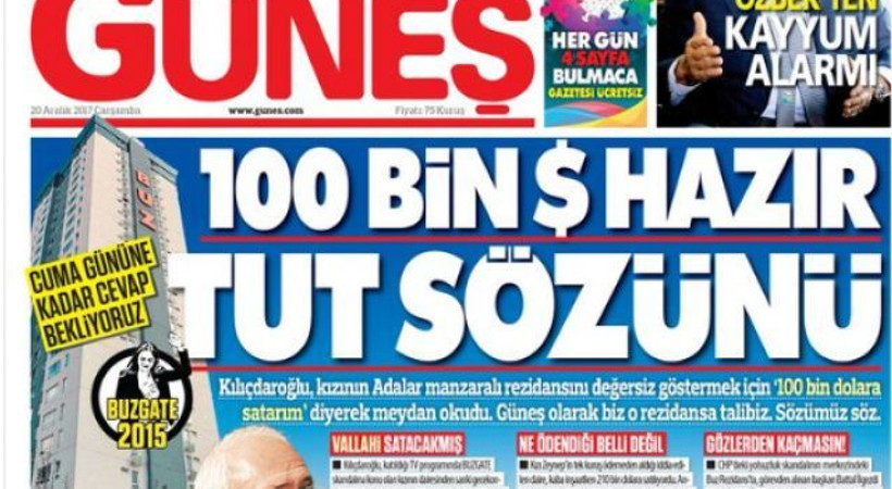 'Güneş gazetesi 100 bin doları hazır etsin'