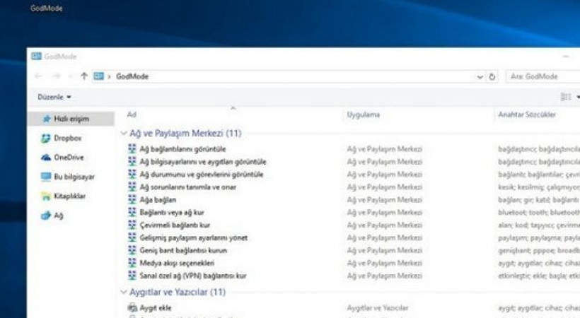 Windows 10'a 'Tanrı' modu!