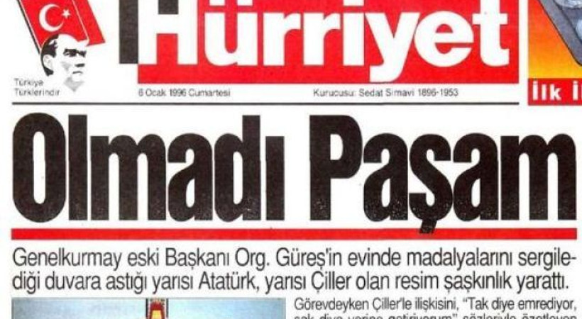 Orgeneral Doğan Güreş, Hürriyet'in gazete küpürlerinde...