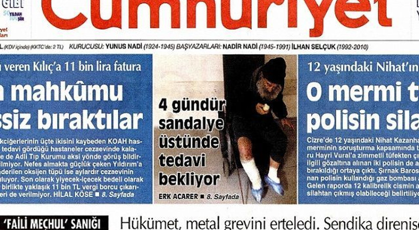 Genel yayın yönetmeninin işine son verilen Cumhuriyet bu manşetle çıktı