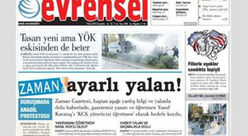 Evrensel'den Barış Günü'nde Melih Cevdet Anday'lı manşet