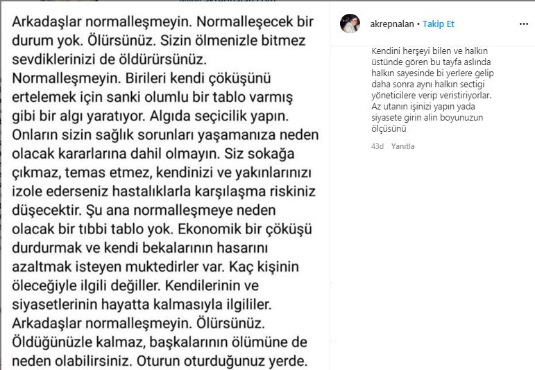 Akrep Nalan uyardı Ölürsünüz!