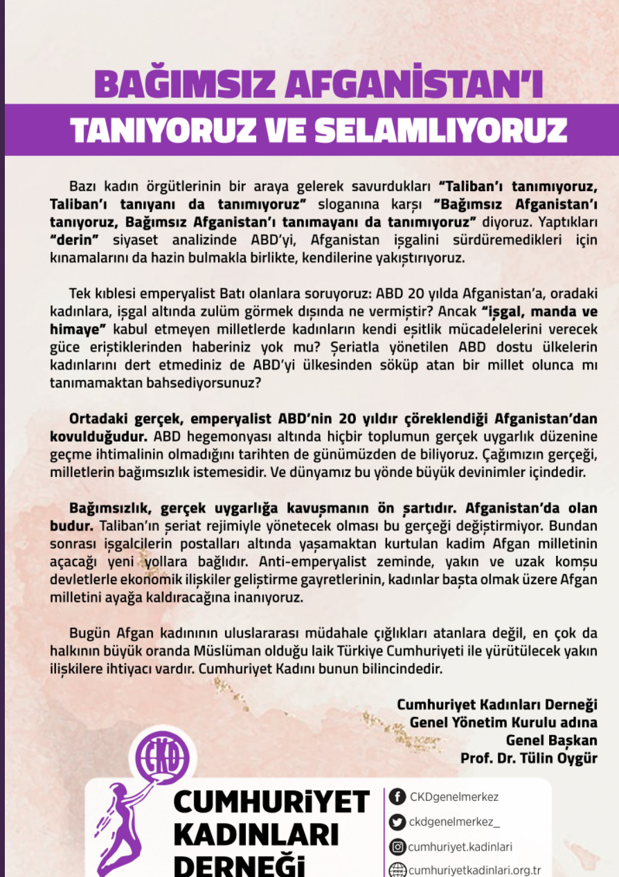 Cumhuriyet Kadinlari Dernegi Taliban I Tanidi Gulgun Feyman Istifa Etti Cumhuriyet Kadinlari Dernegi Taliban I Tanidi Gulgun Feyman Istifa Etti