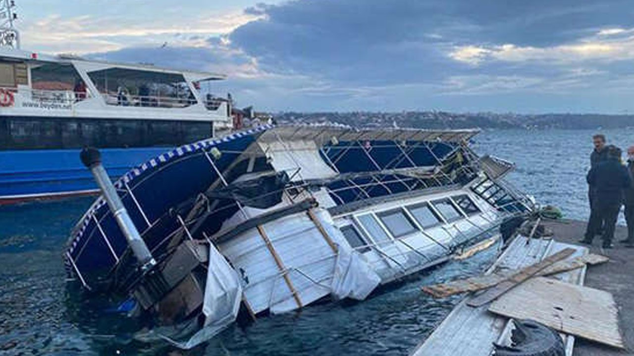 Beykoz'da balık ekmek teknesi lodos nedeniyle battı